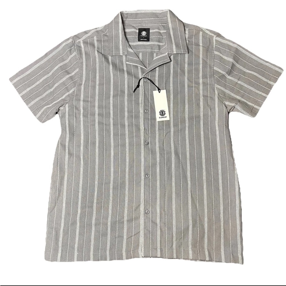 Element Grey White Short Sleeve Button Down Collar Shirt Men’s Large NWT